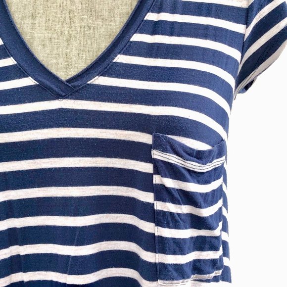 3/$25 Navy Striped V-Neck Top - Picture 3 of 4
